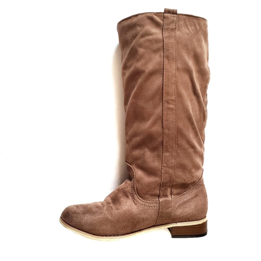 Charles Albert | Tan Suede Calf Height Slouchy Boots Western Cowgirl Festival